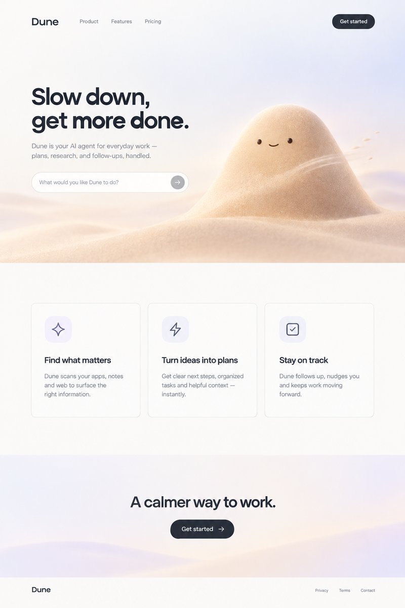 AI agent landing page design