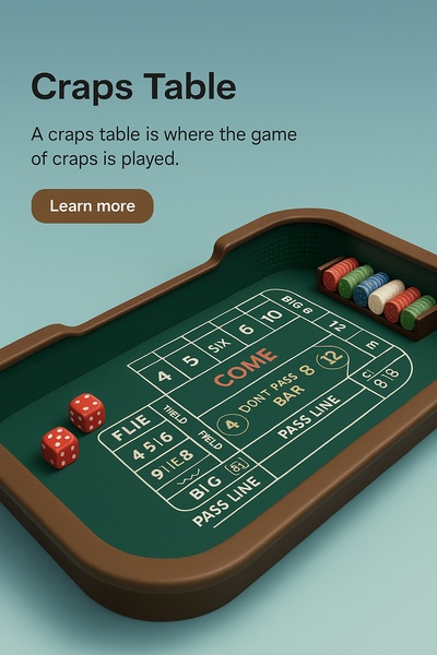 Detailed 3D Illustration of a Craps Table with Game Elements