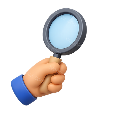 Stylish 3D Magnifying Glass Icon in Hand