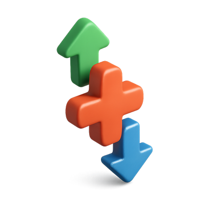 3D Arrows Icon with Up and Down Movement Indicators