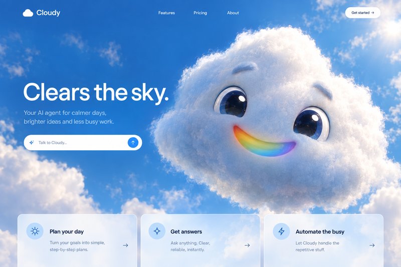 AI agent landing page design