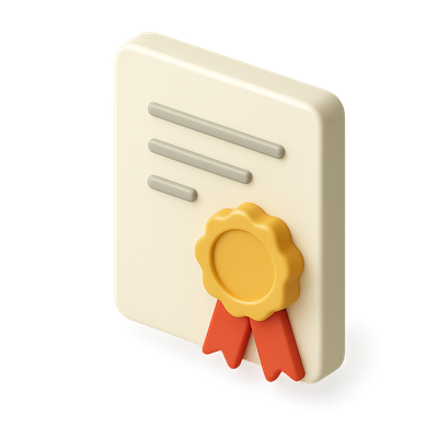 Stylized 3D Certificate Icon with Ribbon