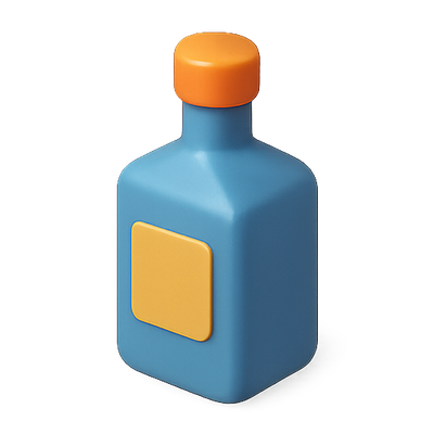 Stylized Blue Bottle with Orange Cap