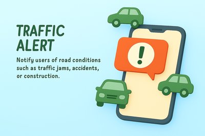 Traffic Alert Mobile Notification Illustration