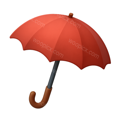 Stylish 3D Red Umbrella Icon in Isometric View