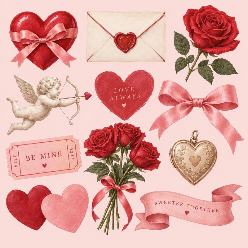 Valentine's Day design elements