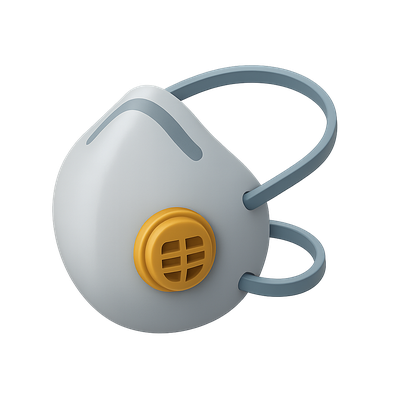 3D Isometric Dust Mask Icon with Filter