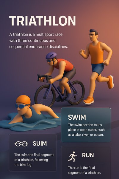 Stylish Triathlon 3D Illustration with Informative Blocks