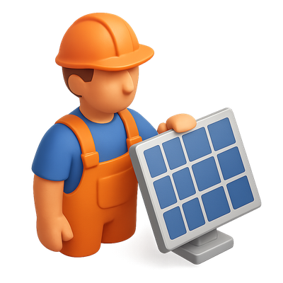 3D Solar Panel Installer Icon in Isometric View