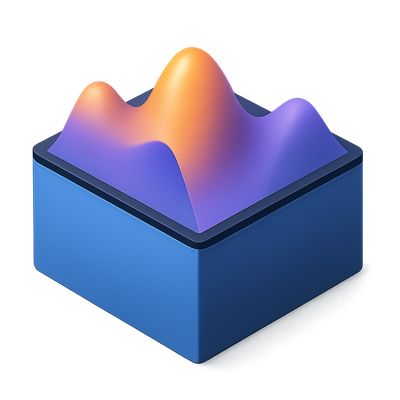 3D Topological Insulator Icon with Vibrant Peaks