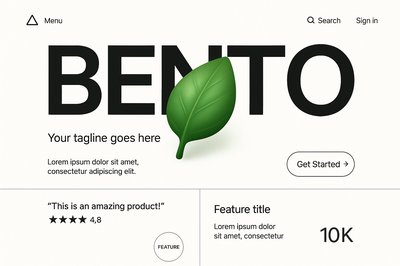 Modern Landing Page Design with Leaf and Bold Typography
