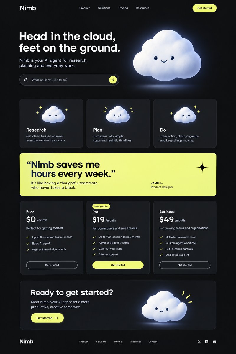 AI agent landing page design