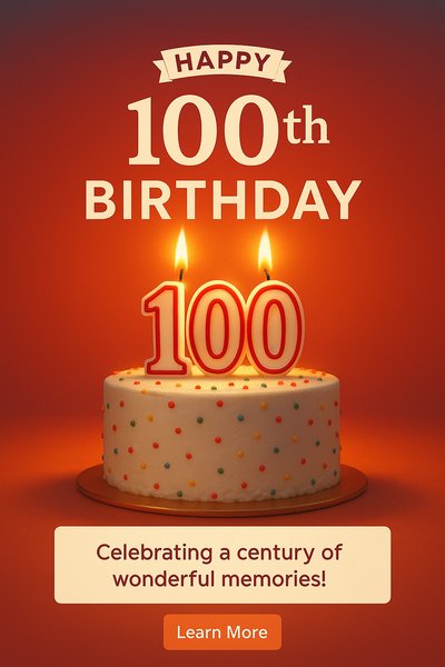 Celebratory 100th Birthday Cake with Candles