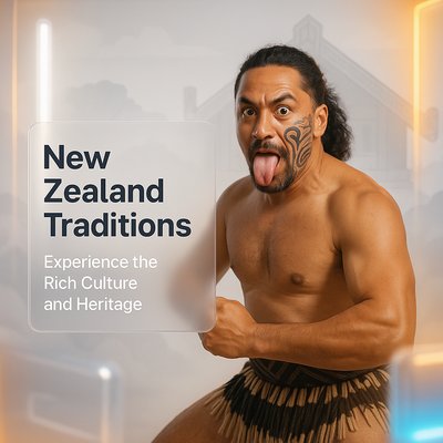 Cultural Promotion Graphic Highlighting New Zealand Traditions