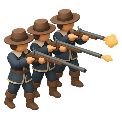 3D Icon of Musketeers in Firing Line with Isometric View