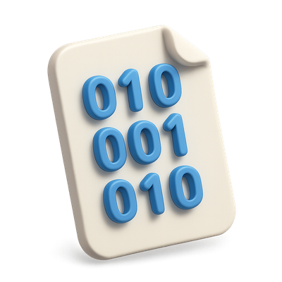 3D Icon Representing Binary Code in Isometric View