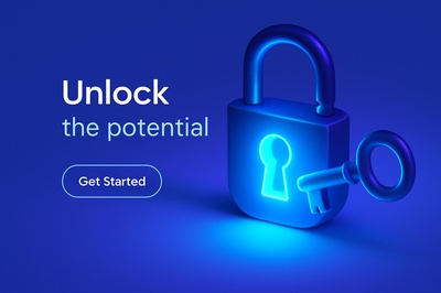 Illuminated Unlock Scene with Key and Padlock
