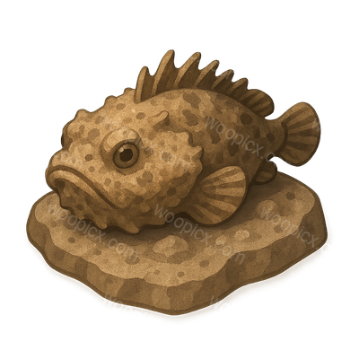 Stylized Illustration of a Fish on a Rock