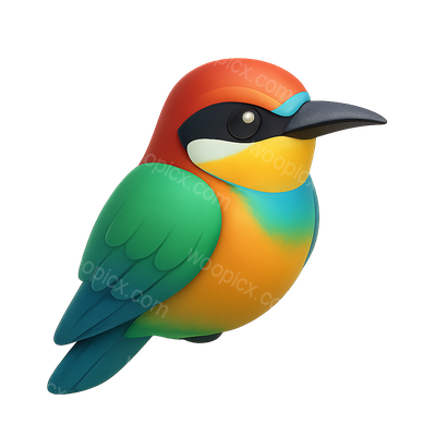 Colorful 3D Cartoon Bird Illustration
