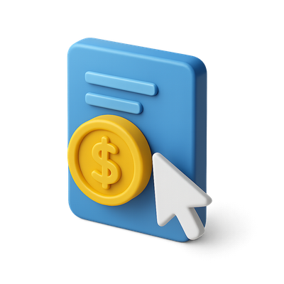 3D CPC Icon with Dollar Sign and Cursor