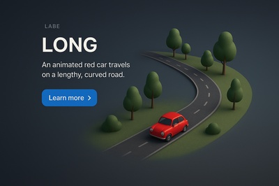 3D Scene of a Red Car on a Curved Road with Trees