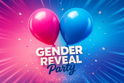 Dynamic Gender Reveal Party Invitation with Balloons