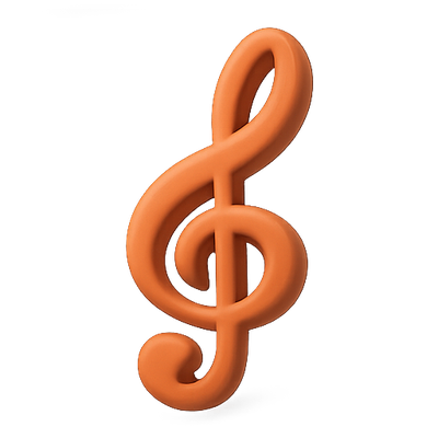3D Musical Note Icon in Orange Color