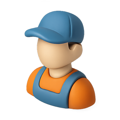 3D Icon of a Construction Worker in Uniform
