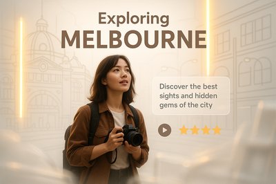 Travel Promotion Graphic Highlighting Melbourne Exploration