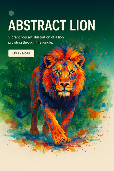 Vibrant Pop Art Lion Walking Through Jungle