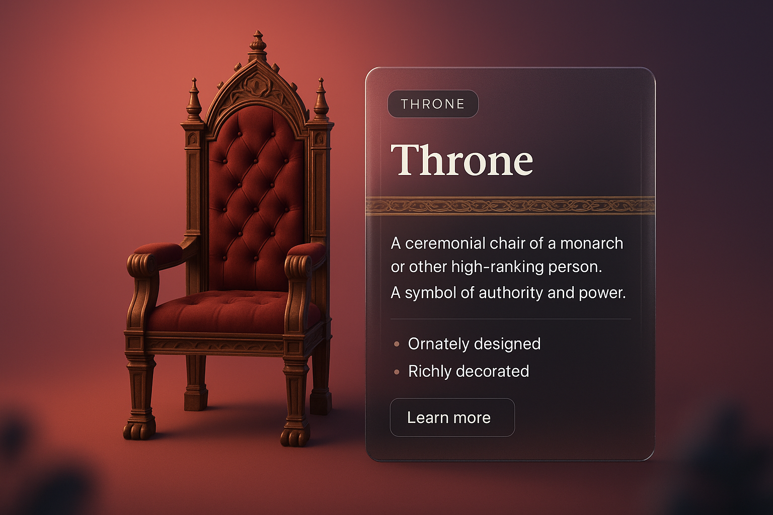 Elegant 3D Throne Design with Integrated Label