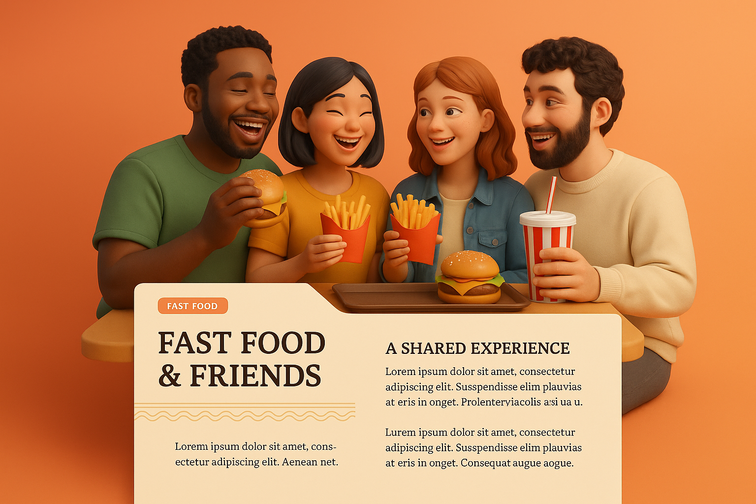 Friends Enjoying Fast Food Together in a Cozy Setting