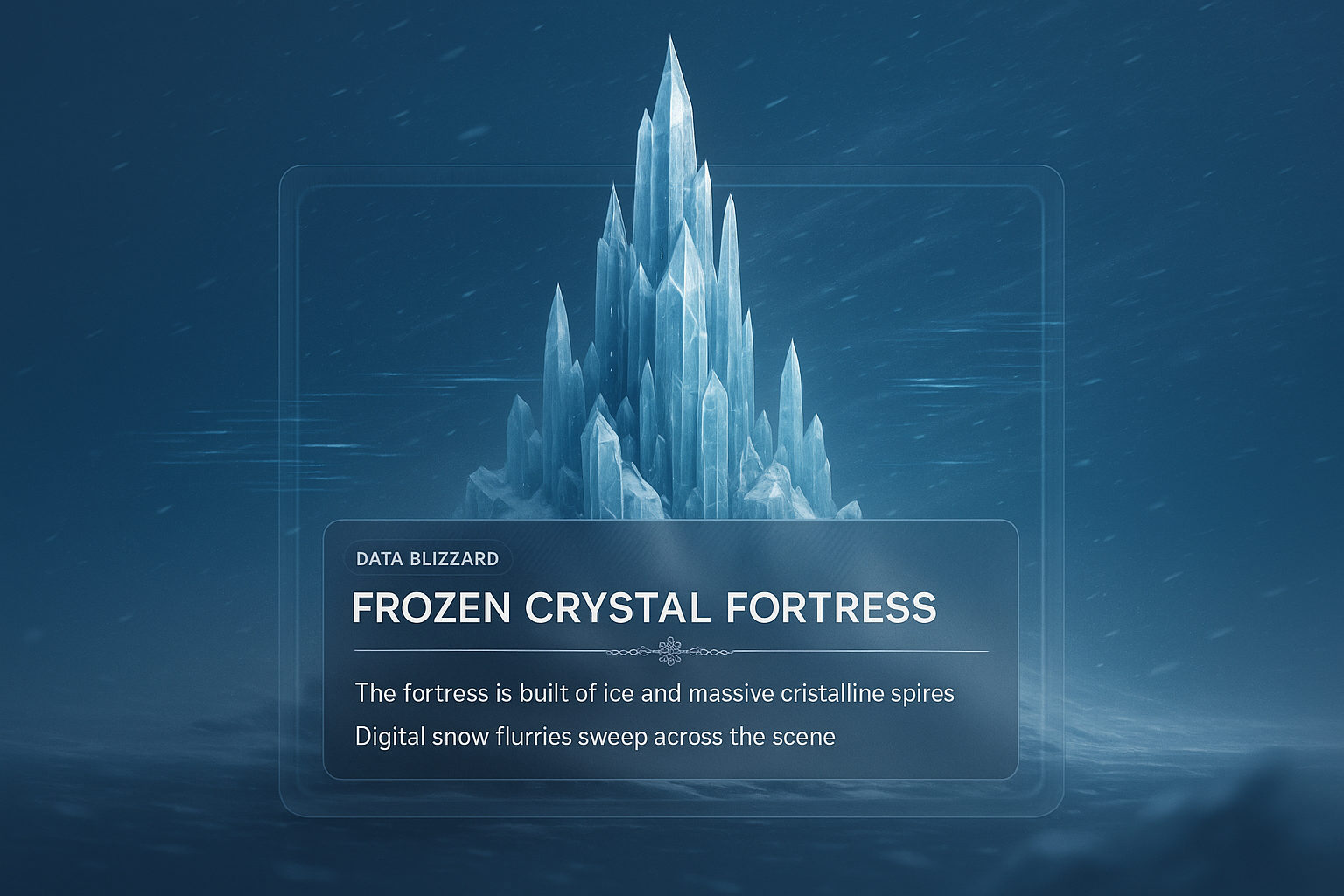 Frozen Crystal Fortress Amidst a Data Blizzard