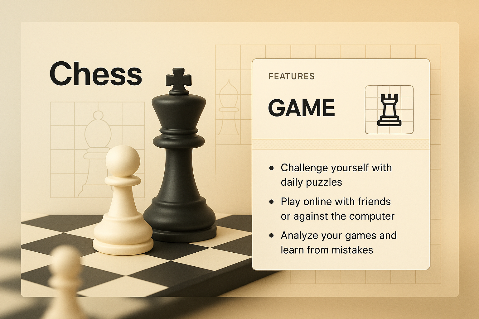 3D Chess Web Page Design with Feature Blocks
