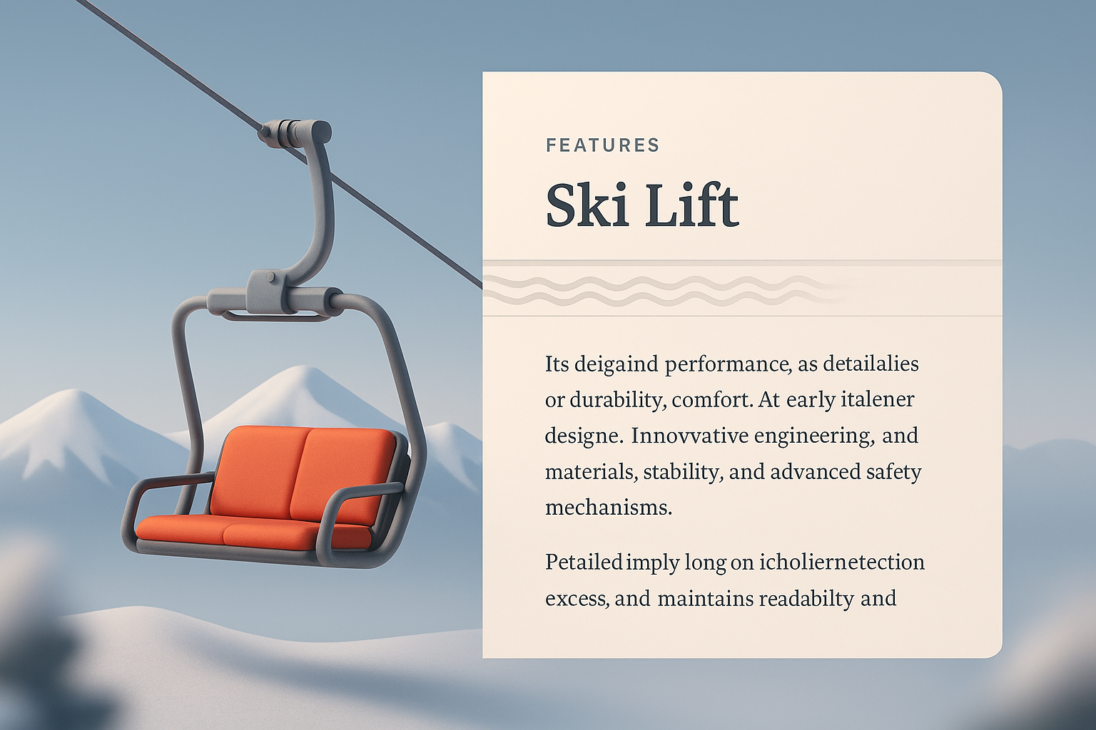 Stylish Ski Lift Illustration with Features Block