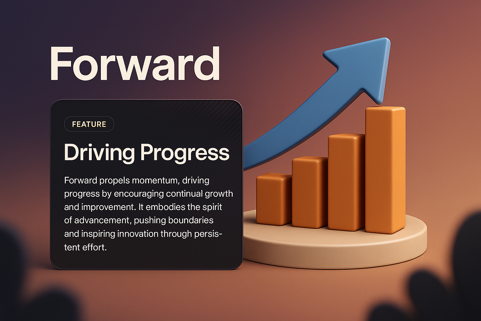 3D Web Page Design Featuring Growth Metrics and Features