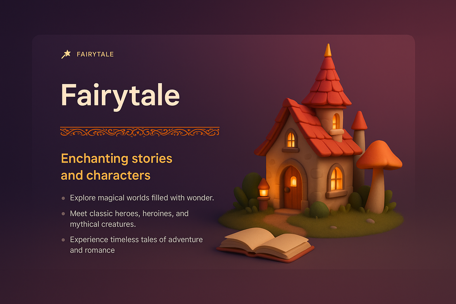 Enchanting Fairytale Landing Page Design with 3D Elements