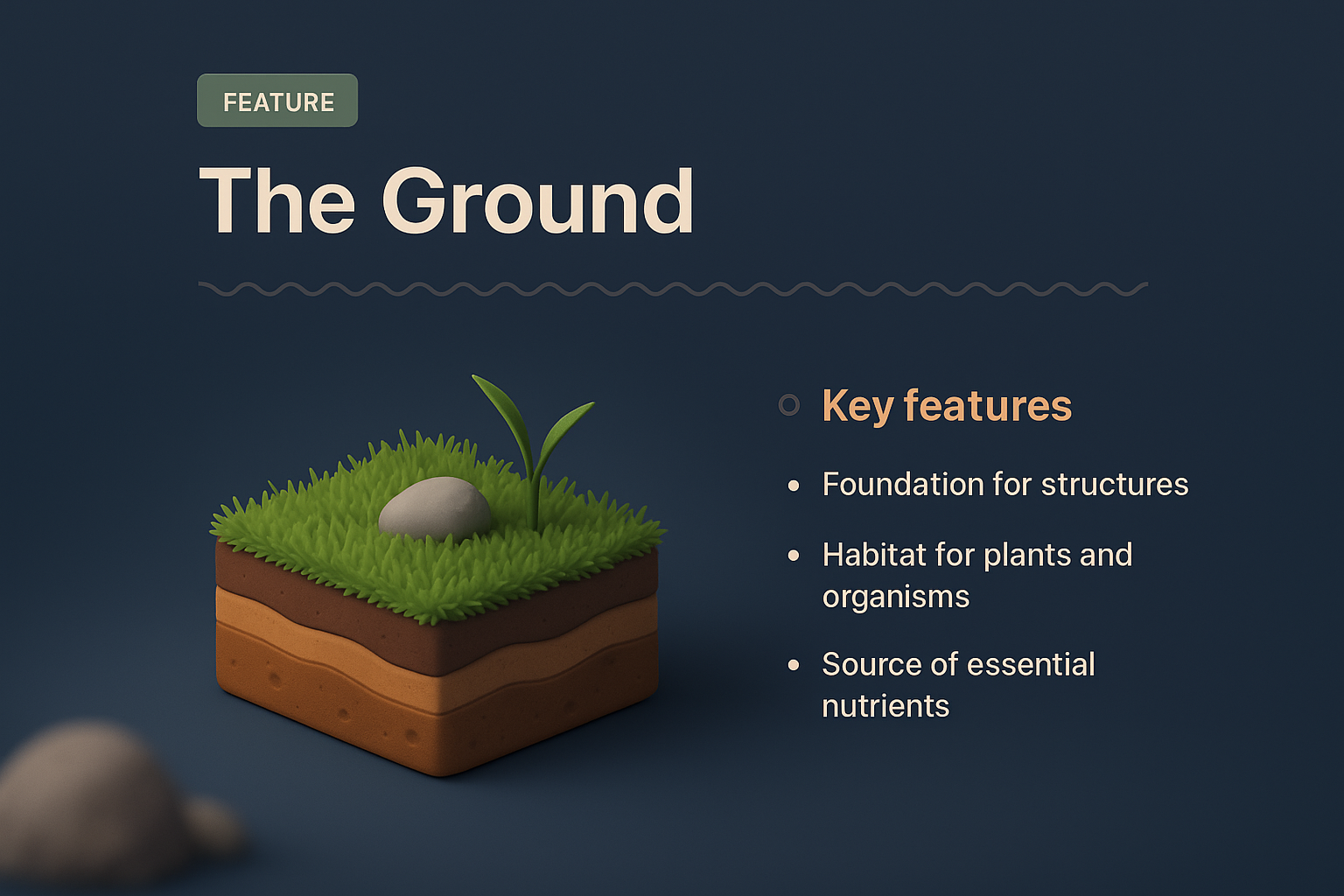 3D Landing Page Illustration Featuring Ground Elements