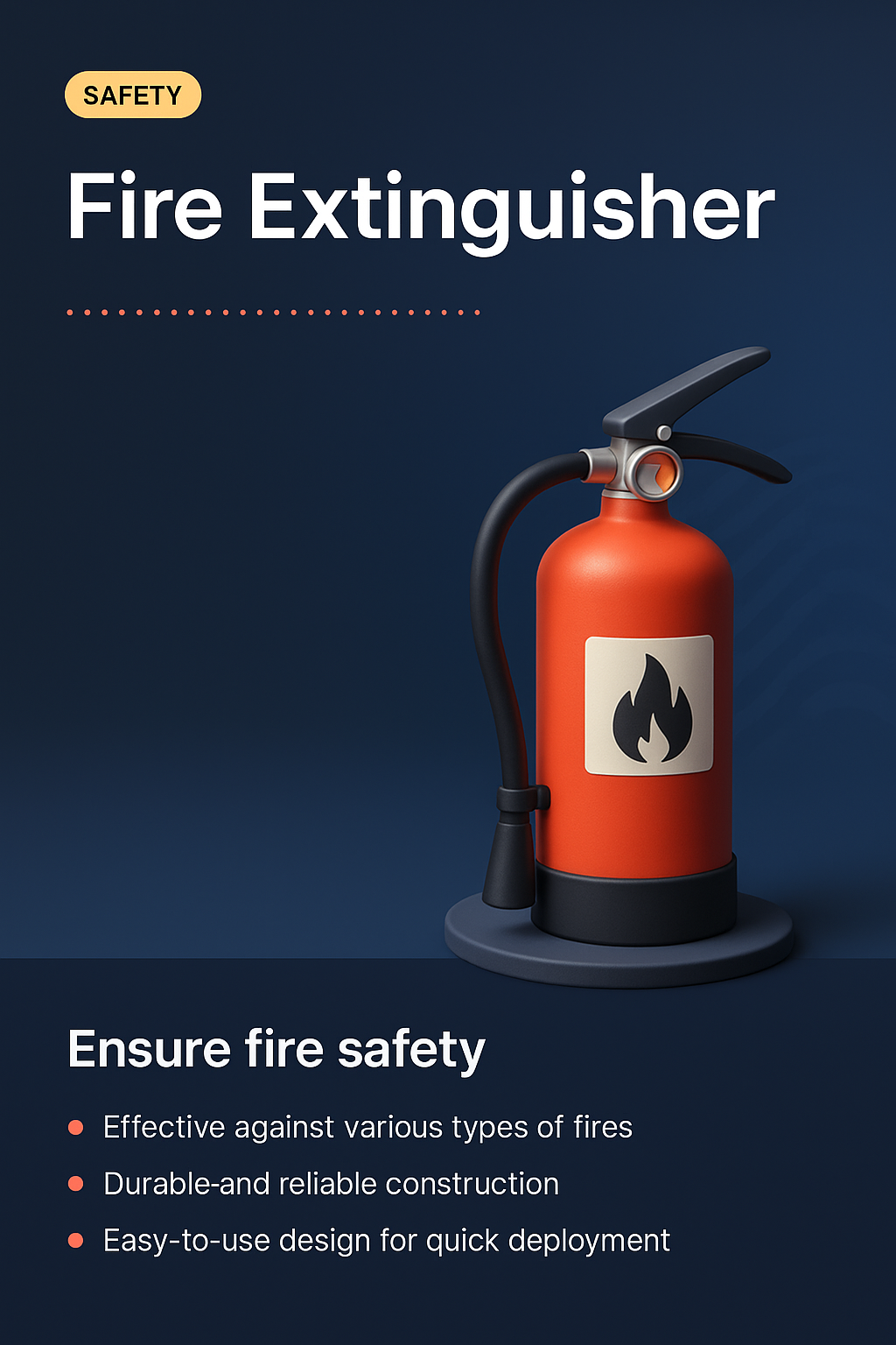 3D Illustration of Fire Extinguisher for Safety Landing Page