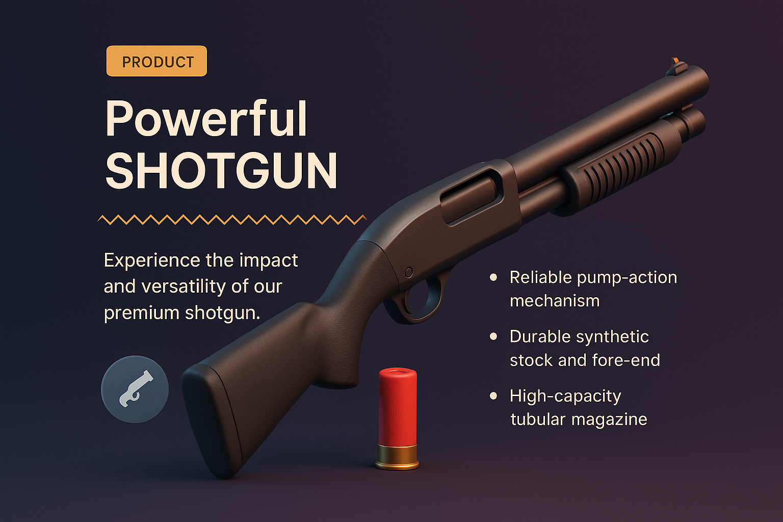 Stylish 3D Presentation of a Shotgun Product