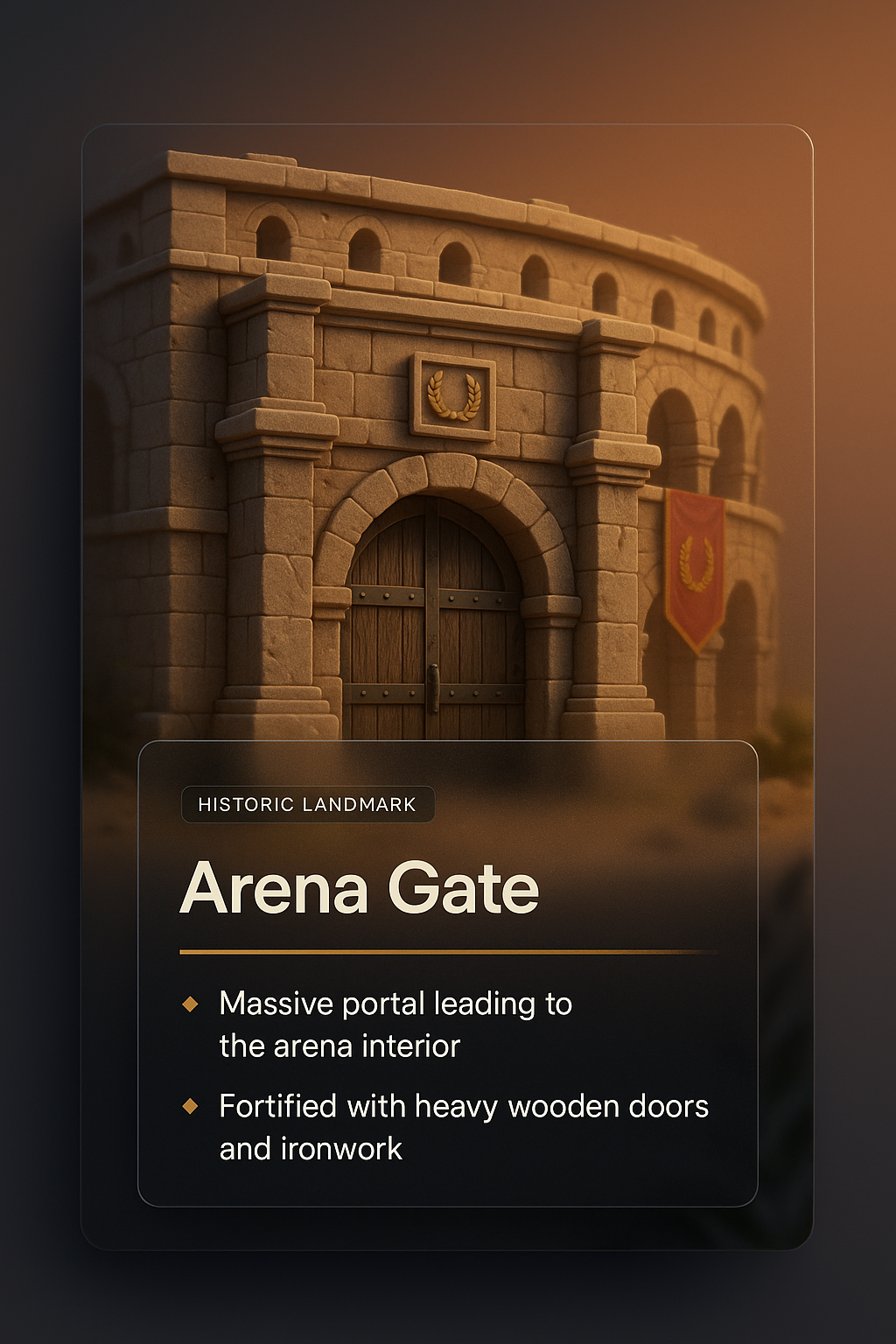 3D Illustration of Arena Gate with Informative Blocks