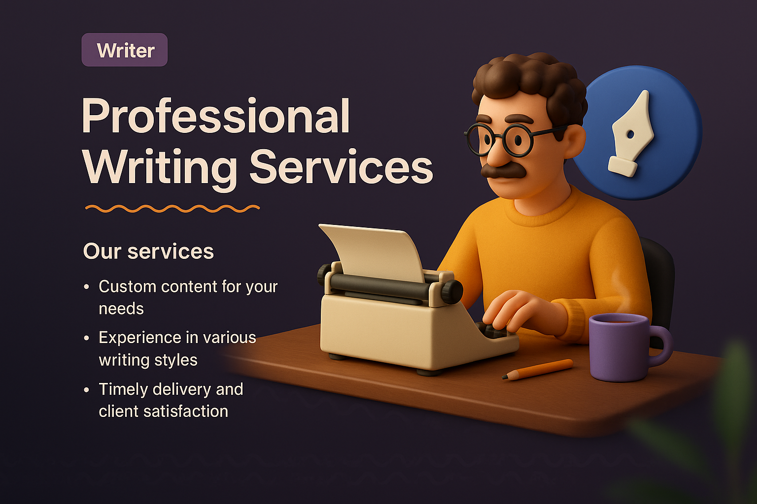 3D Illustration of Professional Writing Services for Landing Page