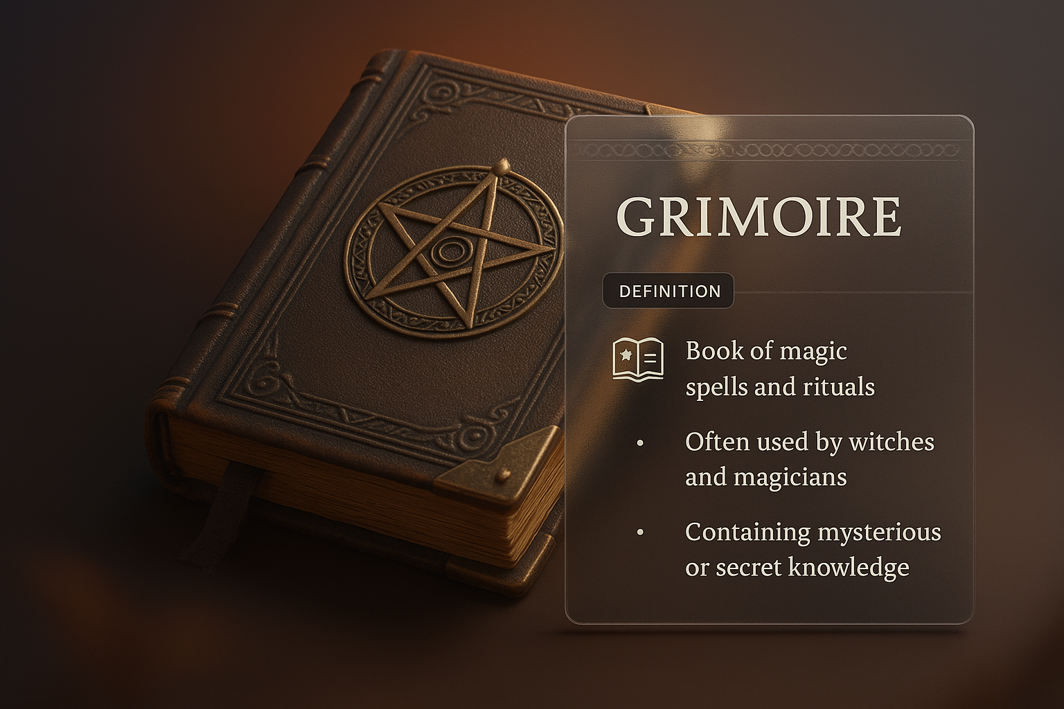 Elegant Grimoire Design with Definition and Visual Elements