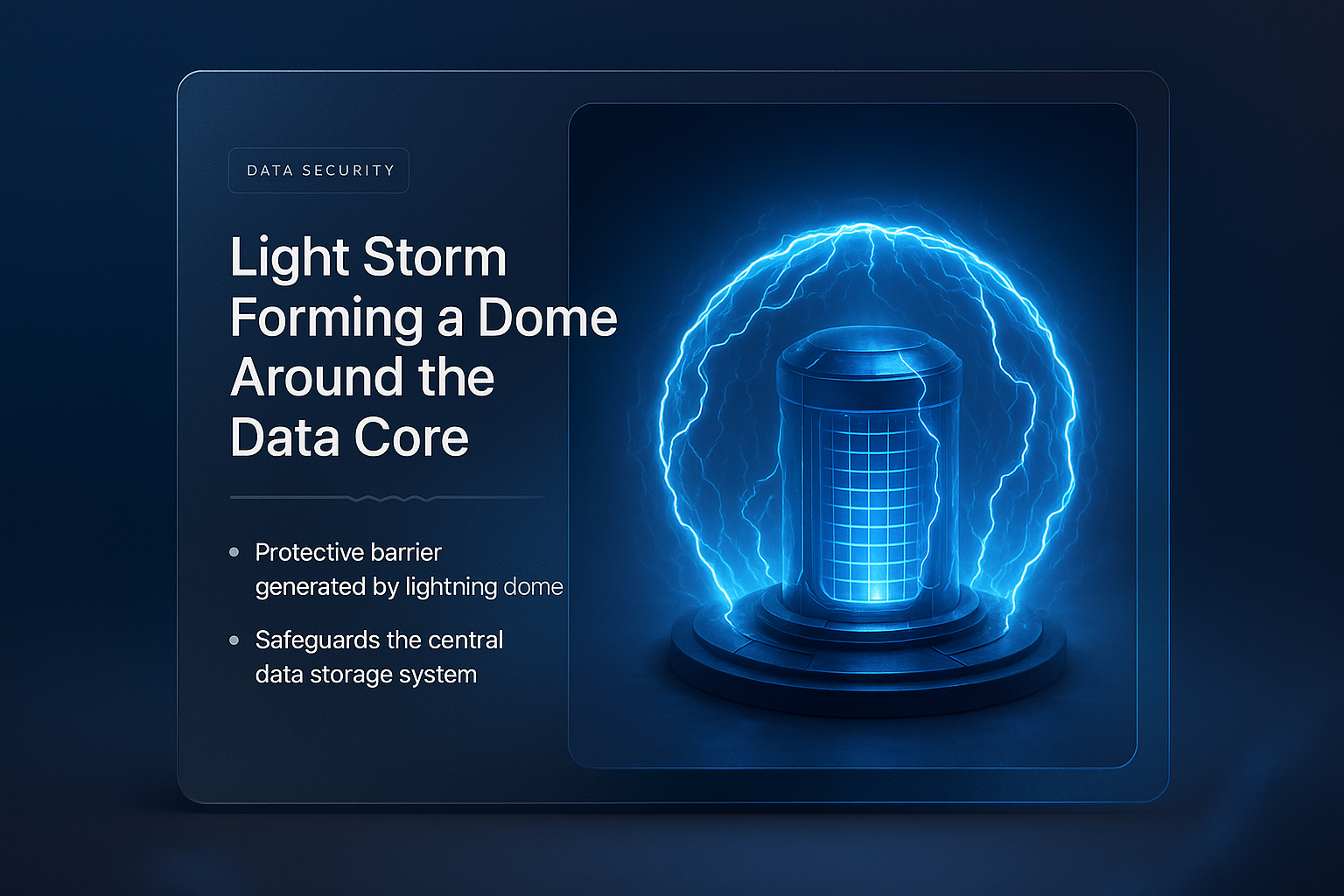 Light Storm Dome Surrounding Data Core - Visual Security Concept
