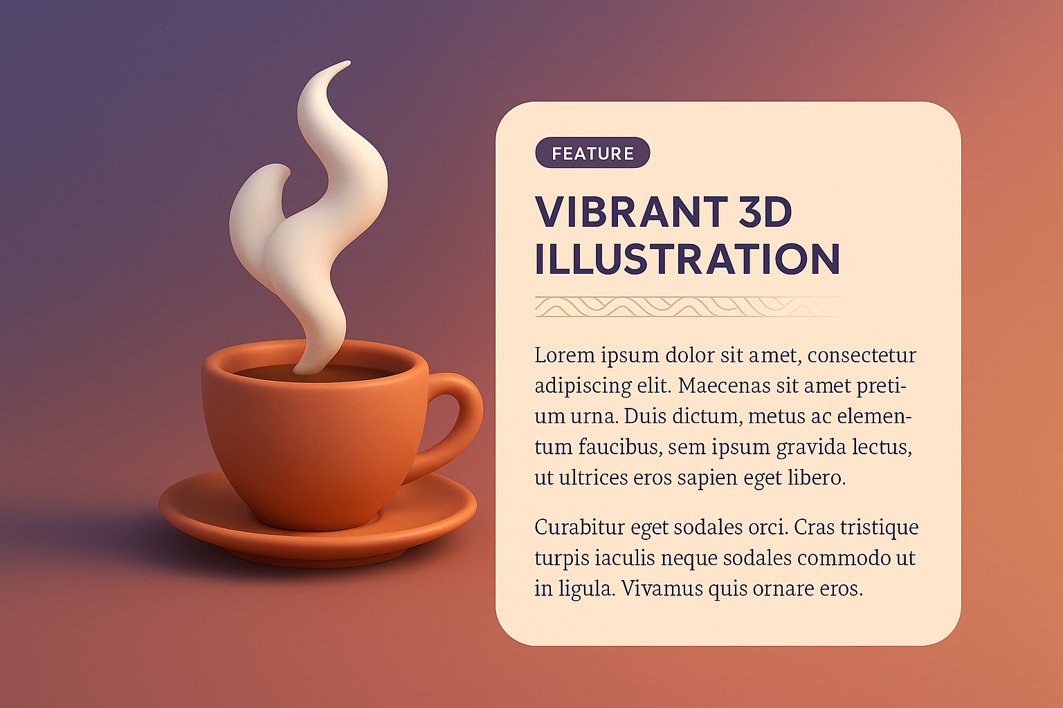 3D Illustration of a Cup with Rising Steam