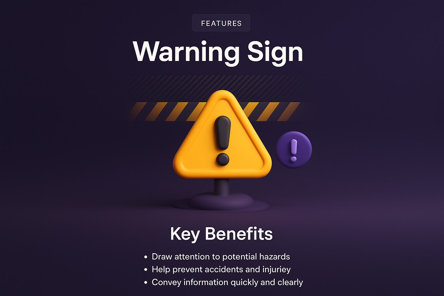 3D Warning Sign Landing Page Design with Features
