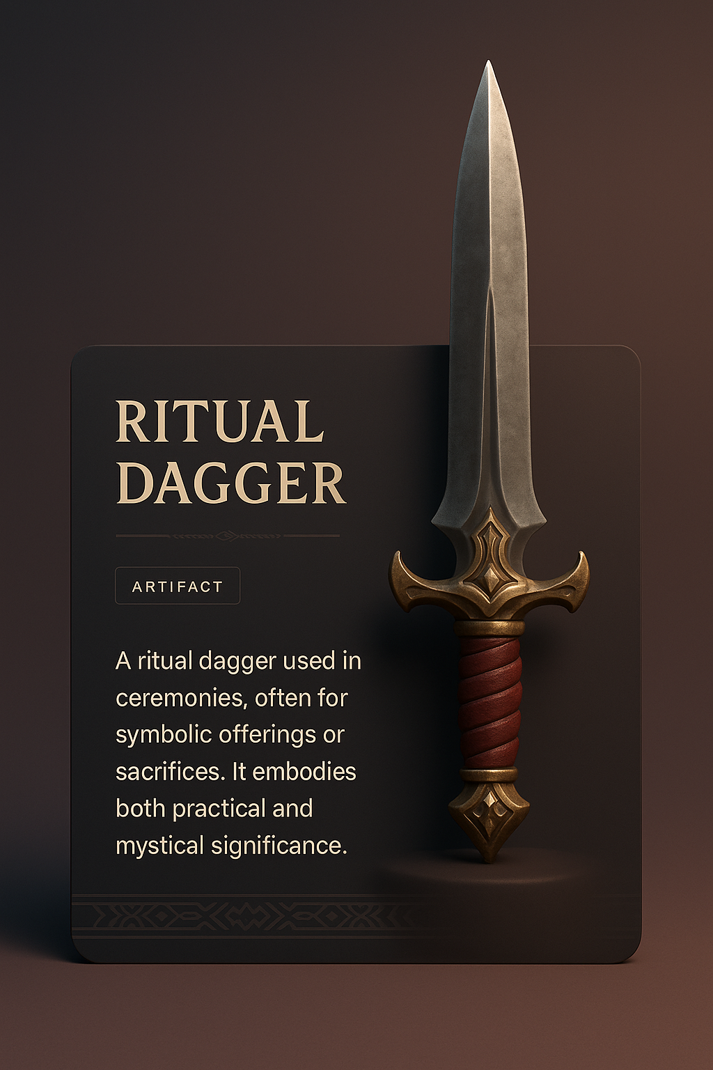 3D Illustration of a Ritual Dagger with Mystical Significance