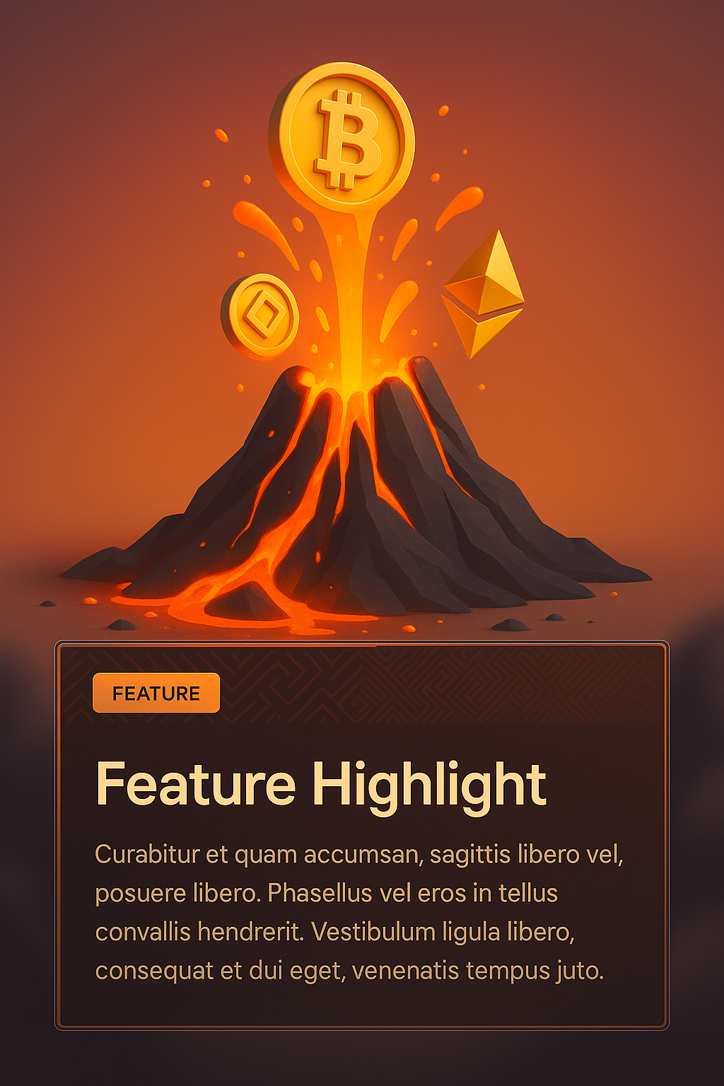 Cryptocurrency Volcano Erupting with Digital Assets