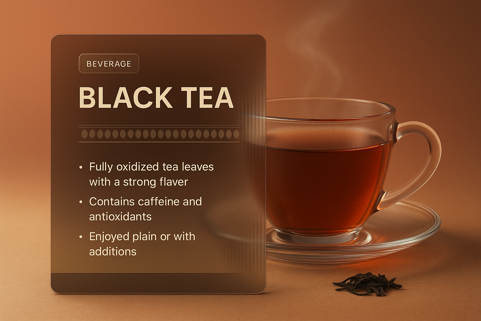 Elegant Black Tea Web Page Design with 3D Elements