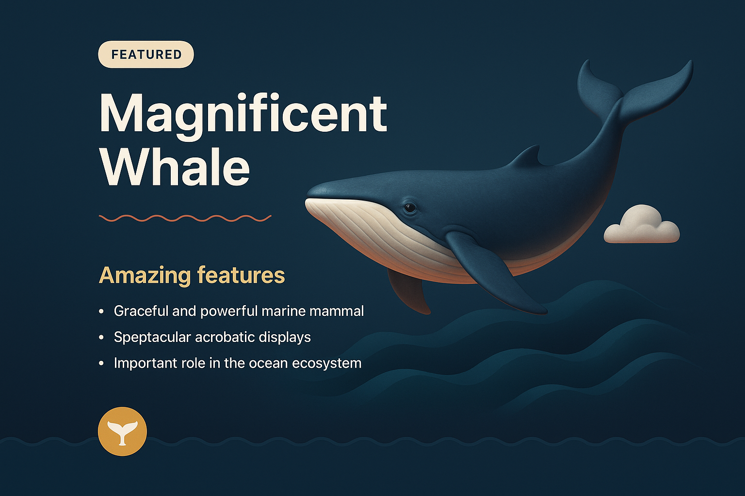 3D Illustration of a Magnificent Whale with Feature Highlights